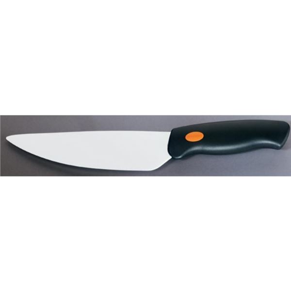 6in. CHEF'S KNIFE: BLACK HANDLE / WHITE BLADE