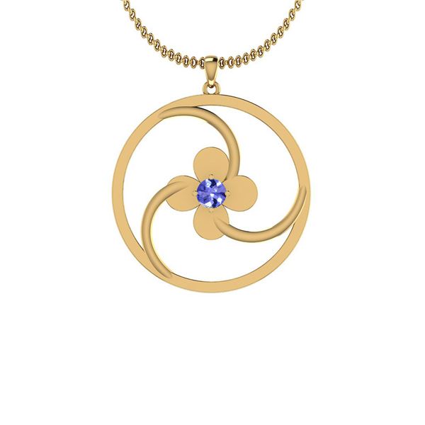 Certified 0.50 Ctw Tanzanite 14K Yellow Gold Pendant Ne