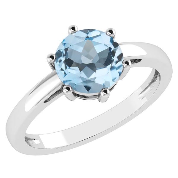 Certified 2.00Ctw Genuine Blue Topaz 14k White Gold Hal