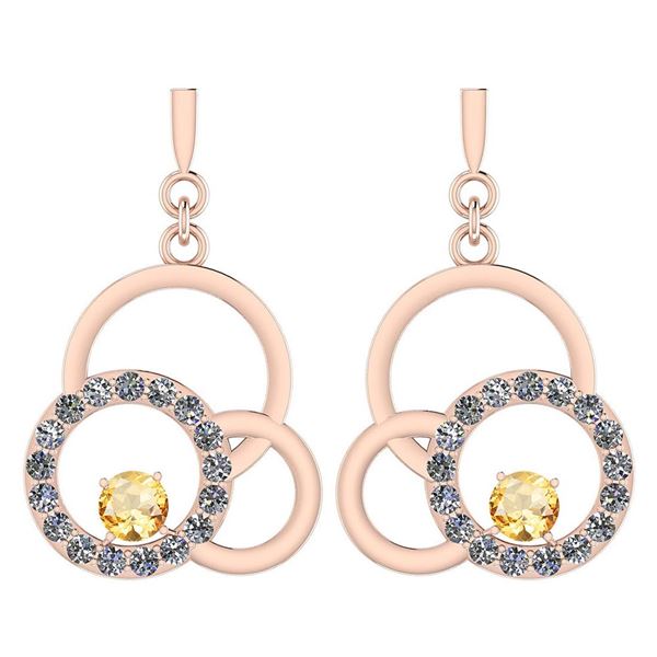 Certified 0.75 Ctw Citrine And Diamond VS/SI1 Earrings