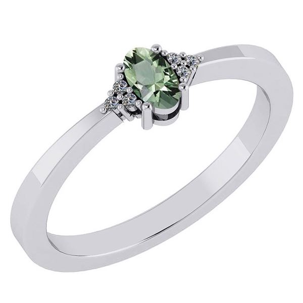 Certified 0.24 CTW Green Amethyst And Diamond 14k White