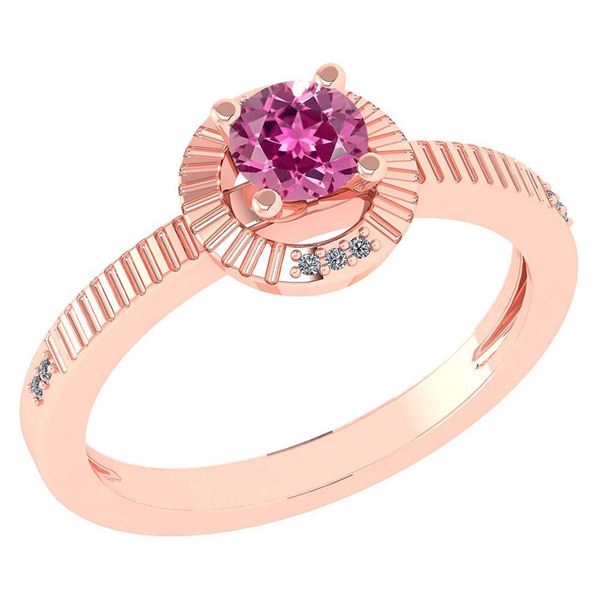 Certified 0.37 Ctw Pink Tourmaline And Diamond 14k Rose