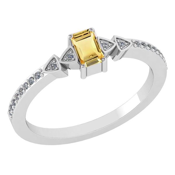 Certified 0.39 Ctw Citrine And Diamond 14k White Gold H