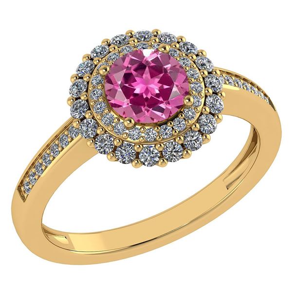 Certified 1.28 Ctw Pink Tourmaline And Diamond 14k Yell