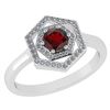 Certified 0.69 Ctw Garnet And Diamond 18K White Gold Ha