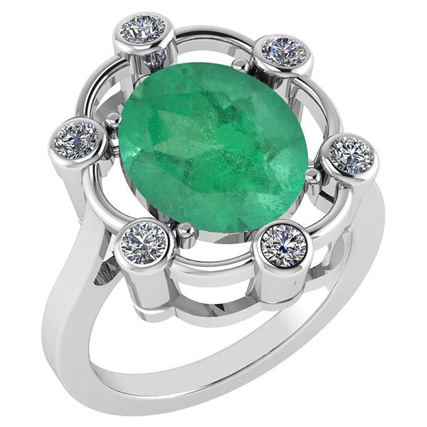 Certified 5.83 Ctw Emerald And Diamond VS/SI1 Halo Ring