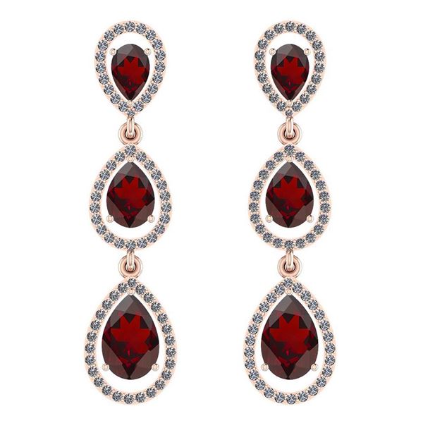 Certified 7.31 Ctw Garnet And Diamond VS/SI1 Dangling E