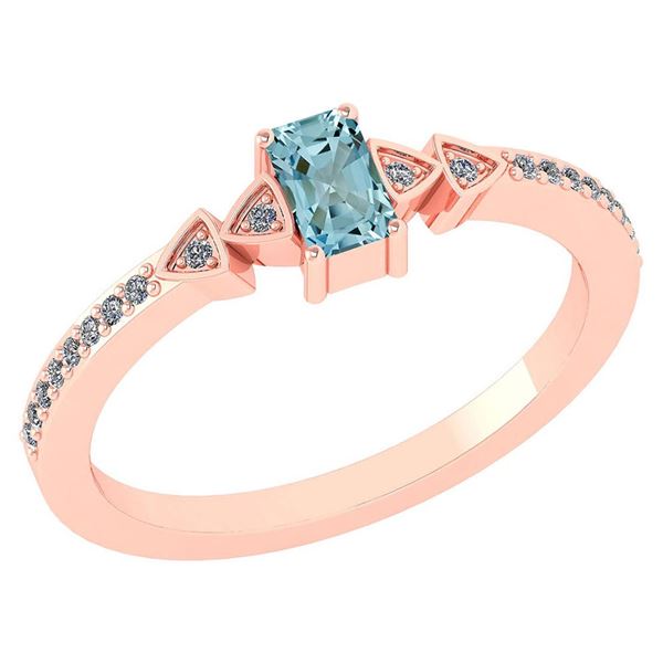 Certified 0.39 Ctw Aquamarine And Diamond 14k Rose Gold