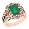 Image 1 : Certified 2.99 Ctw I2/I3 Emerald And Diamond 14K Rose G