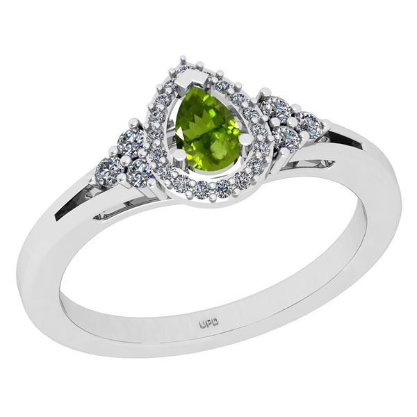 Certified 1.27 Ctw I2/I3 Peridot And Diamond 10K White