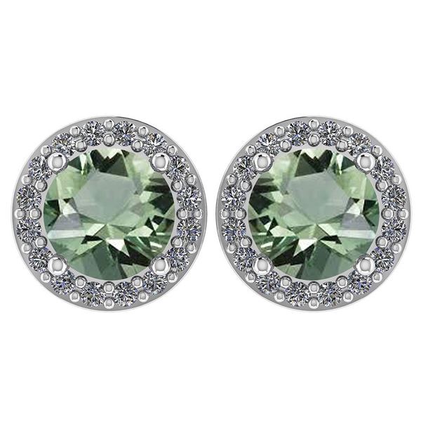 Certified 1.06 Ctw Green Amethyst And Diamond Platinum