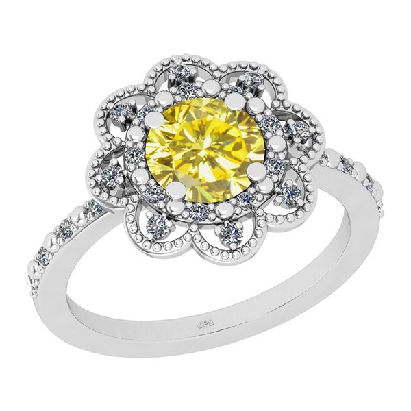 Certified 1.45 Ctw I2/I3 Treated Fancy Yellow And Diamo