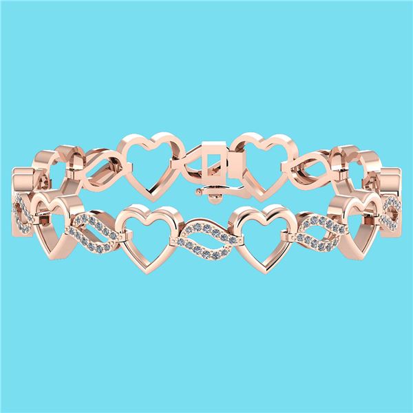 Certified 0.55 Ctw SI1/I2 Diamond 18K Rose Gold Bracele