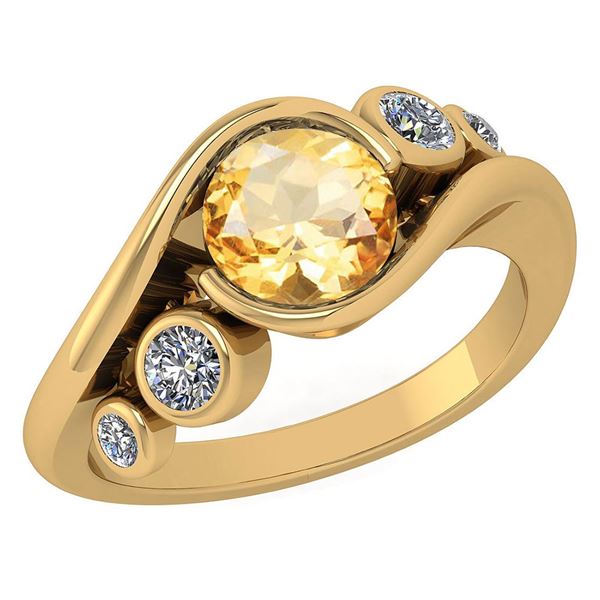 Certified 1.51 Ctw Citrine And Diamond VS/SI1 Ring 14k