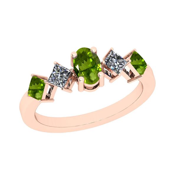 Certified 1.10 Ctw i2/i3 Peridot And Diamond 10K Rose G