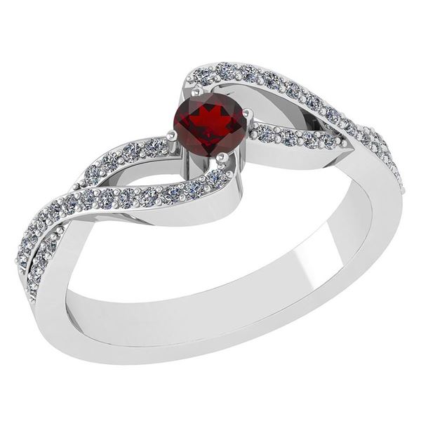 Certified 0.61 CTW Garnet And Diamond 14k White Gold Ha