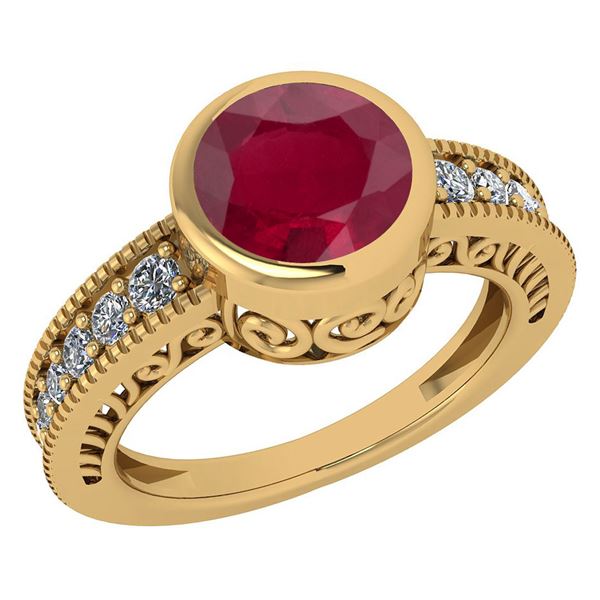 Certified 1.55 Ctw Ruby And Diamond Wedding/Engagement