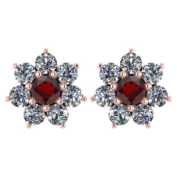 Certified 1.86 Ctw Garnet And Diamond 14k Rose Gold Hal