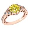 Certified 1.49 Ctw Treated Fancy Yellow Diamond 18K Ros