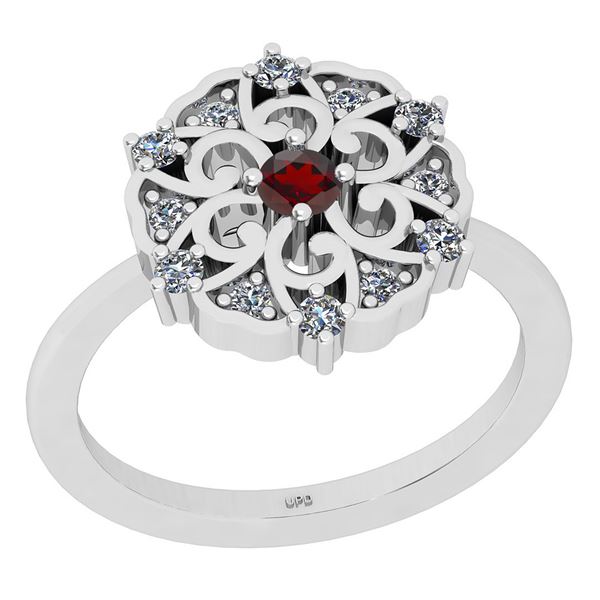 Certified 0.33 Ctw I2/I3 Garnet And Diamond 10K White G