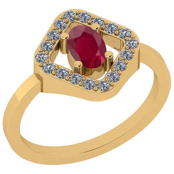 Certified 0.60 Ctw Ruby And Diamond VS/SI1 18k Yellow G