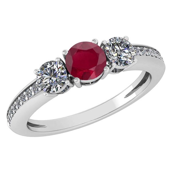 Certified 1.06 Ctw Ruby And Diamond Wedding/Engagement