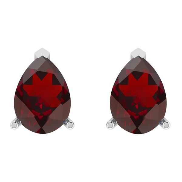 Certified 1.50 Ctw Garnet 14K White Gold Stud Earrings