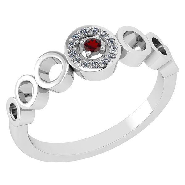 Certified 0.09 Ctw Garnet And Diamond 14k White Gold Ha