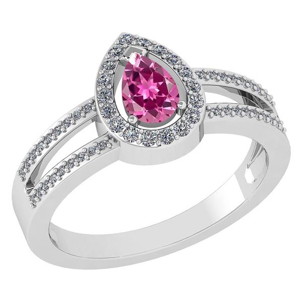 Certified 0.74 CTW Pink Tourmaline And Diamond 14k Whit