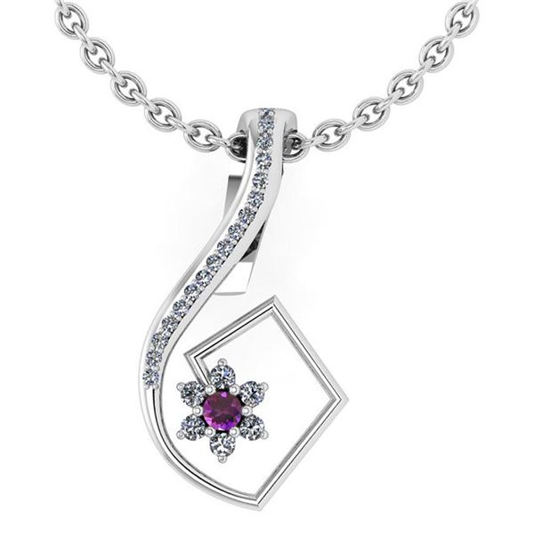 Certified 0.58 Ctw Amethyst And Diamond 14k White Gold