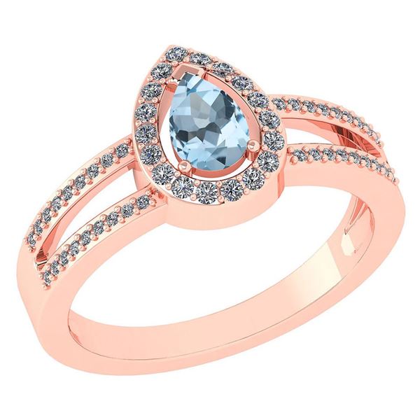 Certified 0.74 CTW Aquamarine And Diamond 14k Rose Gold