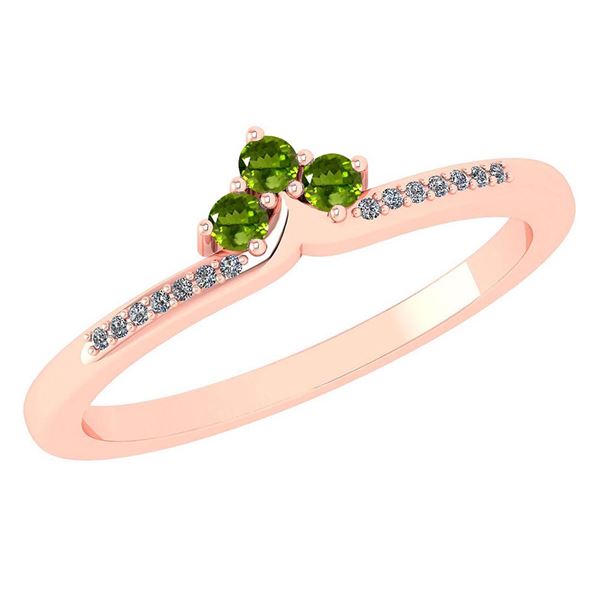 Certified 0.13 Ctw Peridot And Diamond 14k Rose Gold Ha