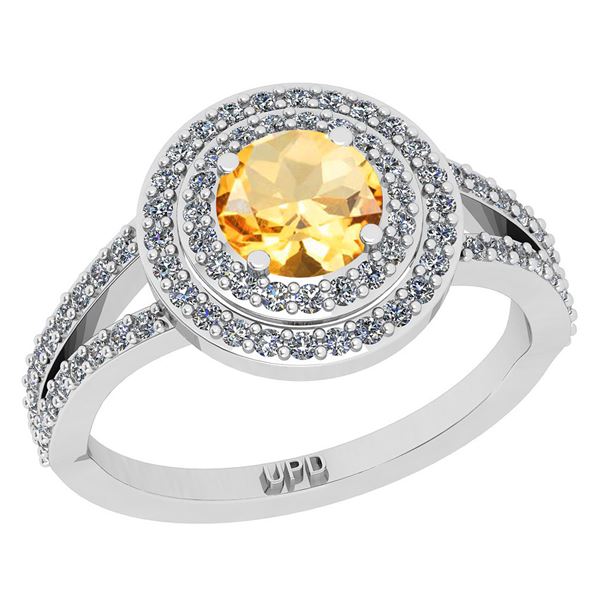 Certified 1.14 Ctw I2/I3 Citrine And Diamond 10K White