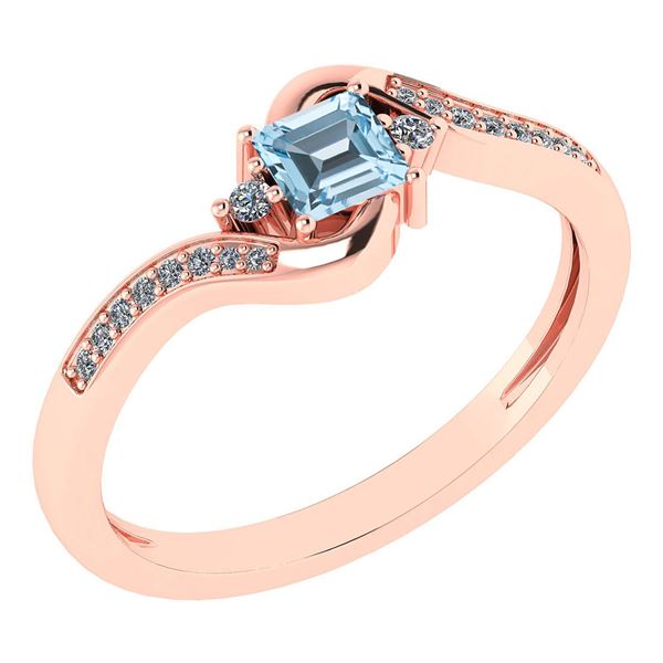 Certified 0.51 Ctw Blue Topaz And Diamond 14k Rose Gold