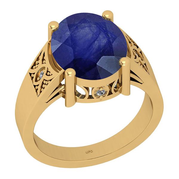 Certified 4.94 Ctw I2/I3 Blue Sapphire And Diamond 14K