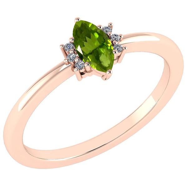 Certified 0.68 Ctw Peridot And Diamond VS/SI1 Halo Ring