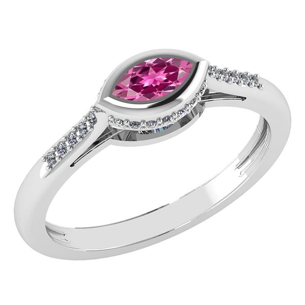 Certified 0.38 Ctw Pink Tourmaline And Diamond 18k Whit