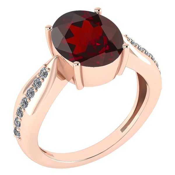 Certified 5.30 Ctw Garnet And Diamond VS/SI1 Ring 14K R