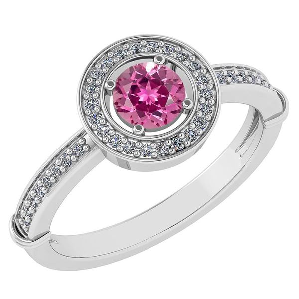 Certified 0.94 Ctw Pink Tourmaline And Diamond 14k Whit