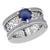 Certified 1.79 Ctw Blue Sapphire And Diamond Wedding/En