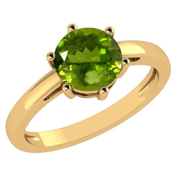 Certified 2.00Ctw Genuine Peridot 14k Yellow Gold Halo