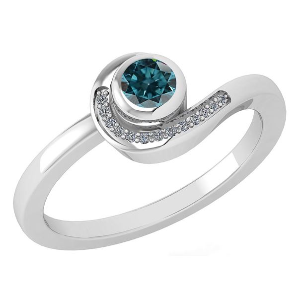 Certified 0.31 Ctw Treated Fancy Blue Diamond 14K White