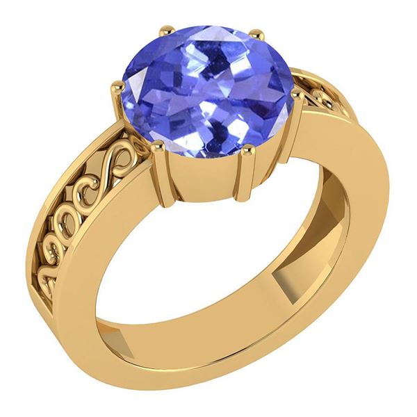 Certified 1.25 Ctw Tanzanite Solitaire Ring with Filigr