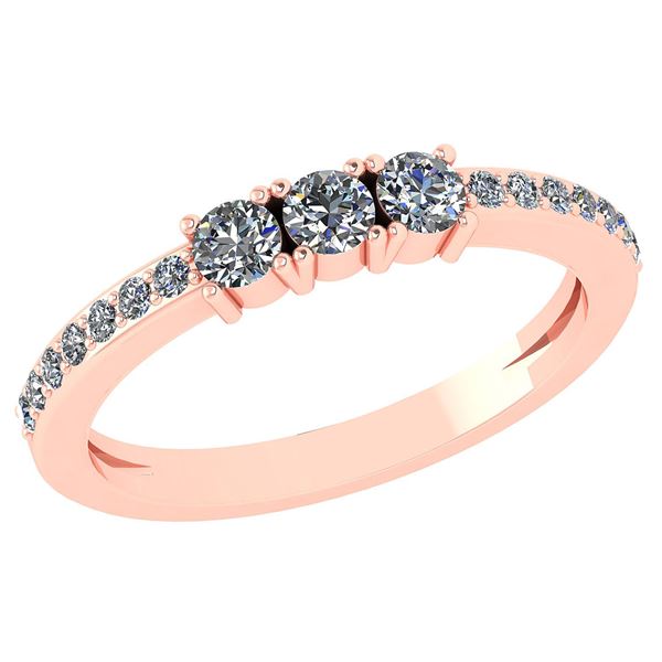 Certified 0.23 Ctw Diamond 18k Rose Halo Gold Ring