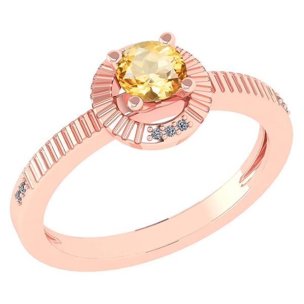 Certified 0.37 CTW Citrine And Diamond 14k Rose Gold Ha