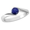 Certified 1.09 Ctw Blue Sapphire And Diamond 14k White