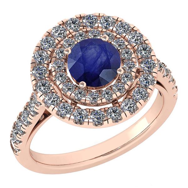 Certified 1.99 Ctw Blue Sapphire And Diamond Wedding/En