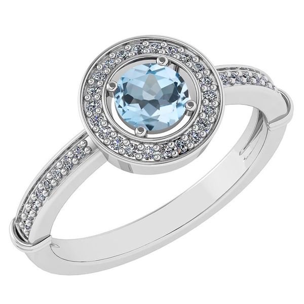 Certified 0.94 Ctw Blue Topaz And Diamond 14k White Gol