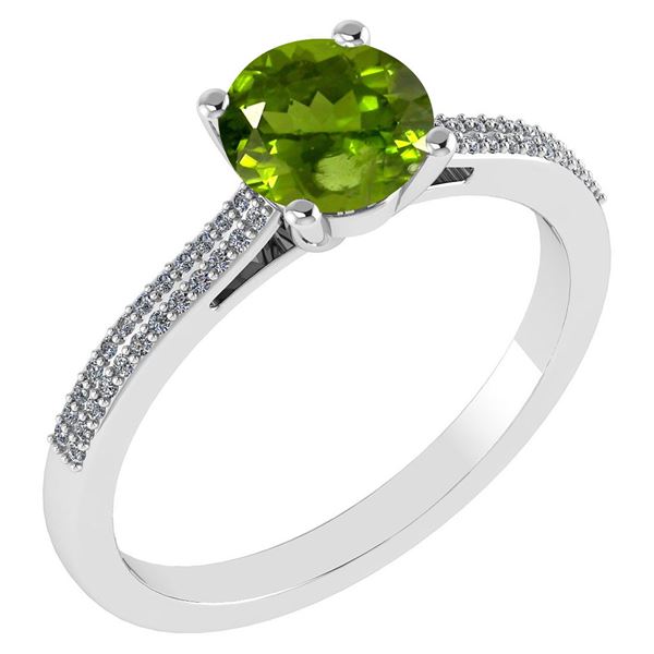 Certified 1.37 Ctw Peridot And Diamond 14k White Gold H