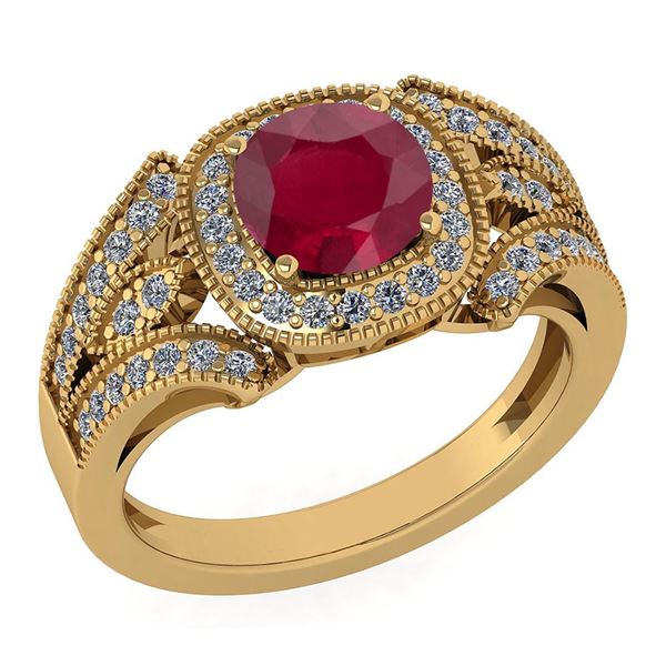 Certified 1.58 Ctw Ruby And Diamond Wedding/Engagement